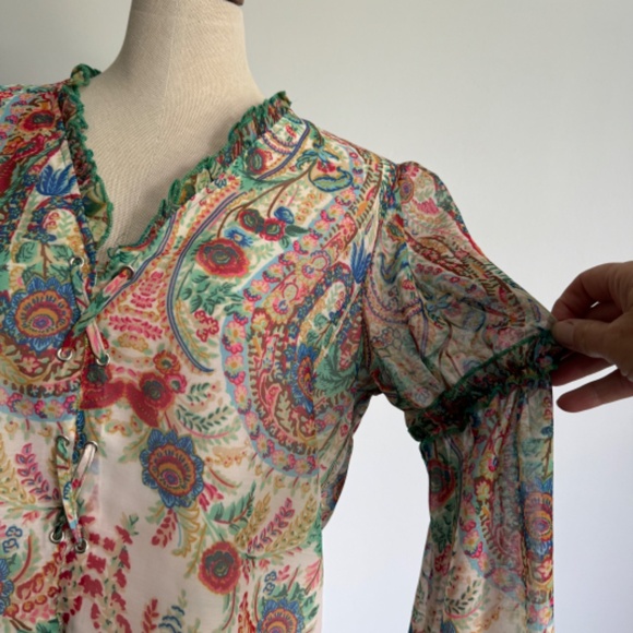 Colorful Floral Print Boho Long Sleeve Shirt - Picture 6 of 10